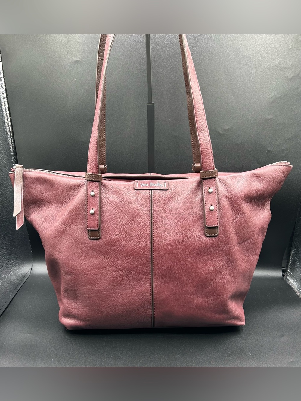 VERA BRADLEY Gallatin Leather Tote Bag in Merlot -color-.